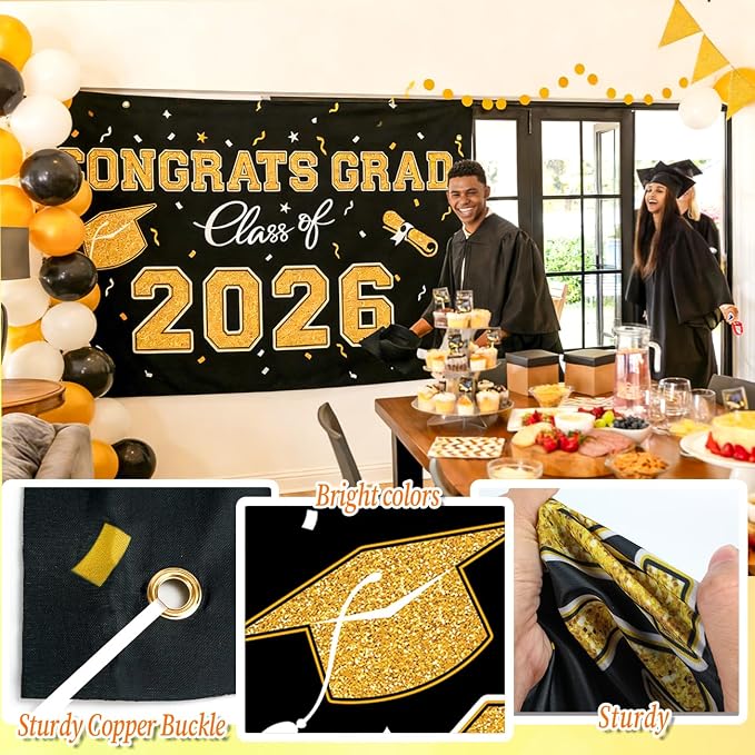 WOHOHOHO 23Pcs Graduation Decorations 2026 Set, Class of 2026 Backdrop - Image 5