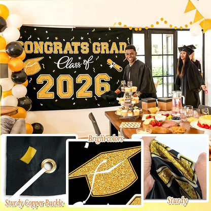 WOHOHOHO 23Pcs Graduation Decorations 2026 Set, Class of 2026 Backdrop - Image 5