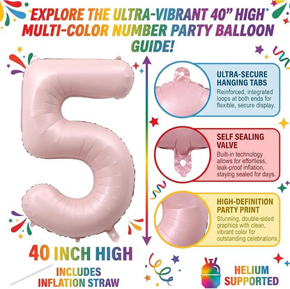 40" Light Pink Foil Number 15 Balloon - Image 2