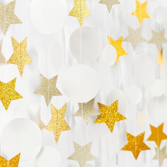 White-Gold Wedding Engagement Party-Decorations Garland - 52Ft Boho Anniversary by Panduola