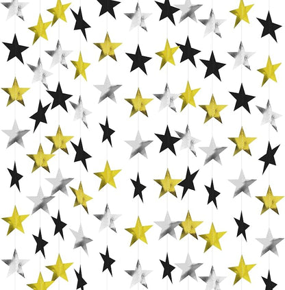 BEISHIDA Black Gold Silver Star Garland Decor Twinkle Paper Star Streamers by Beishida