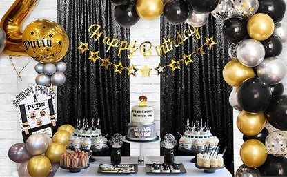 Black Sequin Backdrop Curtain 4 Pcs Bling Fabric Backdrop Sparkly Photography - Image 5