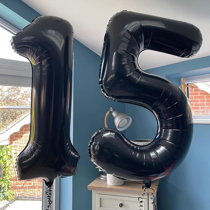 40 Inch Black 16 Number Balloons Giant 16 Balloons Black Birthday Balloons 16th - Image 4