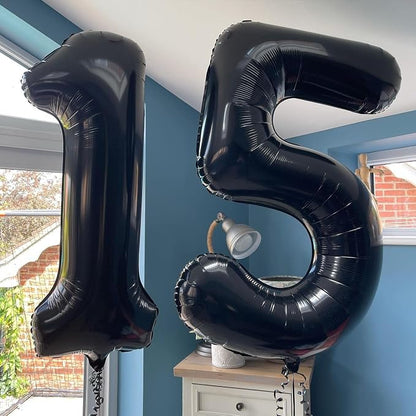 40 Inch Black 16 Number Balloons Giant 16 Balloons Black Birthday Balloons 16th - Image 4