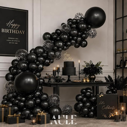AULE 100Pcs Latex Black Balloons 18/12/10/5 Inch Different Sizes | Chrome Latex - Image 5