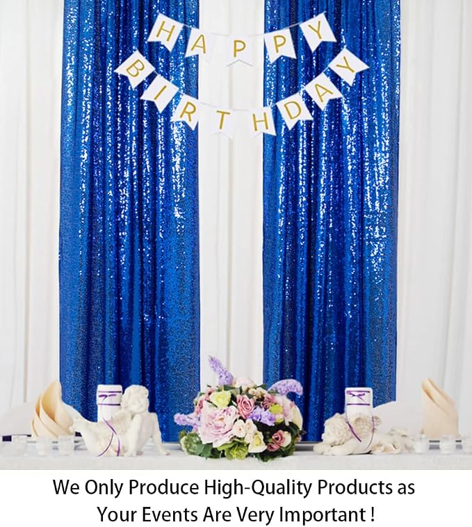 ShinyBeauty Sequin Curtains 2 Panels Royal Blue 2FTx8FT Sequin Photo Backdrop - Image 2