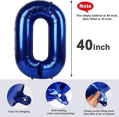 Number 0 Balloon Birthday Decorations, 40In Navy Blue Balloons - Image 6