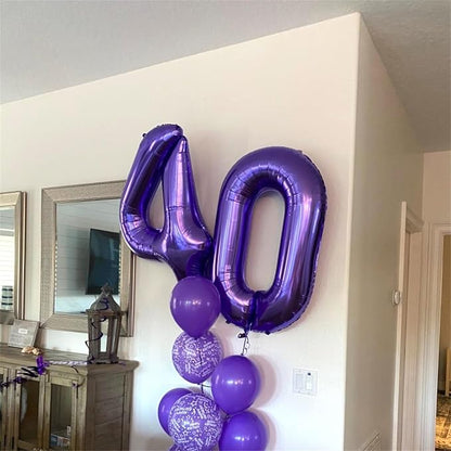 8th Birthday Number Balloons for Kids, Self Inflating 40 Inch Purple Foil 8 - Image 8