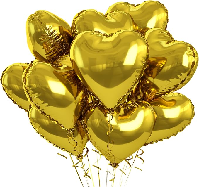 Gold Heart Foil Balloons by BIAPIAN