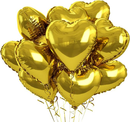 Gold Heart Foil Balloons by BIAPIAN