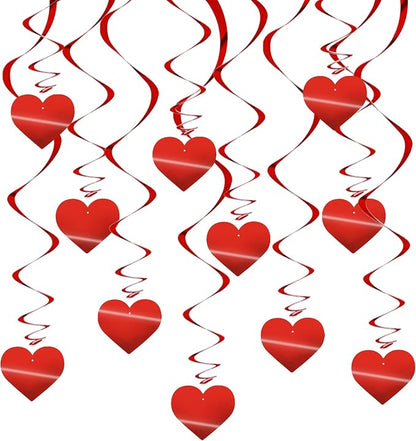 BEISHIDA Red Heart Hanging Swirl Valentine Day Decoration Pre-Strung Hanging by Beishida