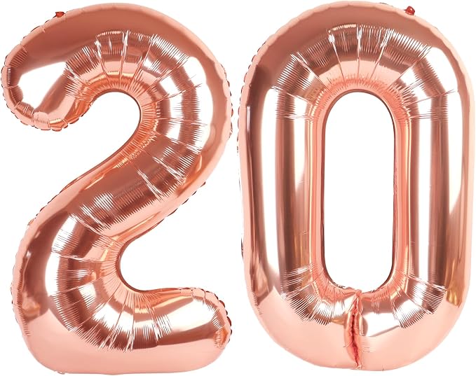 Number Balloons Rose Gold 20 Balloon 40 inch by Enyeopd
