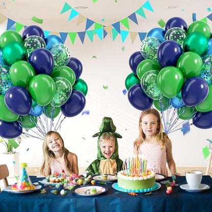 60pcs Blue and Green Balloons 12inch - Image 5