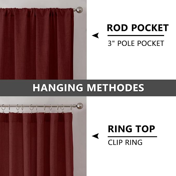 Tollpiz Linen Curtain Living Room Rod Pocket Semi Sheer Curtains Burlap Light - Image 5