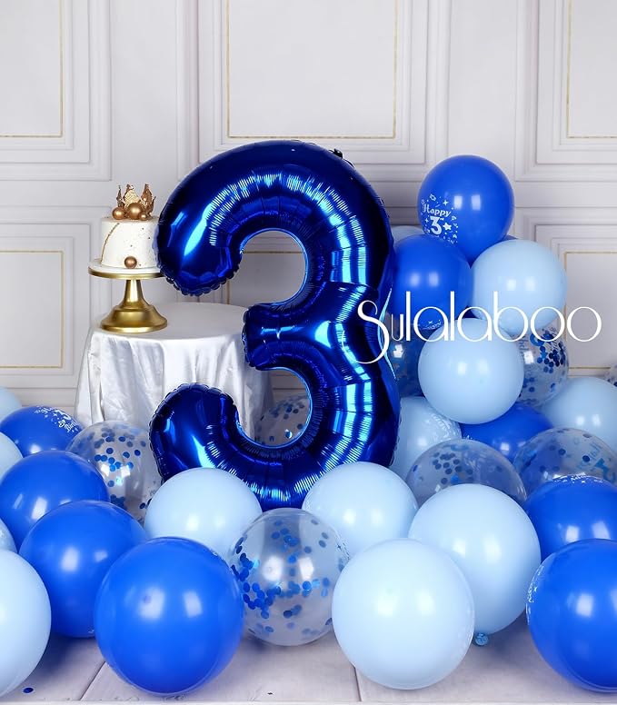 40 Inch Navy Blue Big Number 3 Balloon 0-9 Large Helium | Royal Blue 3rd - Image 5