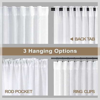 Pitalk Solid White Curtains 54 Inch Length - Image 5