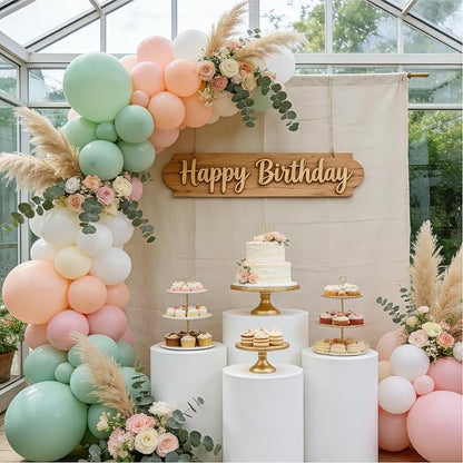 Dusty Green Pink Floral Balloon Garland Arch Kit 144 PCs | Baby Shower Wedding - Image 6