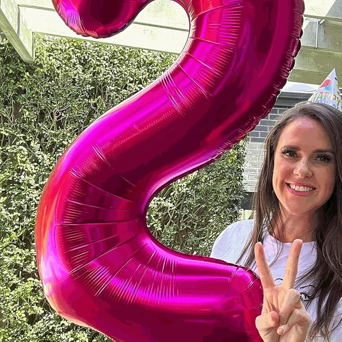 12 Balloon - Hot Pink Birthday Number Balloons, 40 Inch Party Decorations | Hot - Image 4
