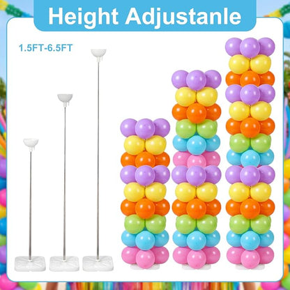 Capoda 2 Set Rainbow Balloon Column Stand Kit 6.56ft Colorful Balloon Tower - Image 4