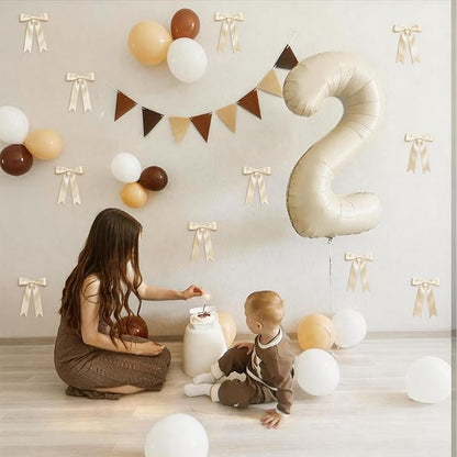 2 Strings Cream Bow Garland Banner Decorations - Image 6