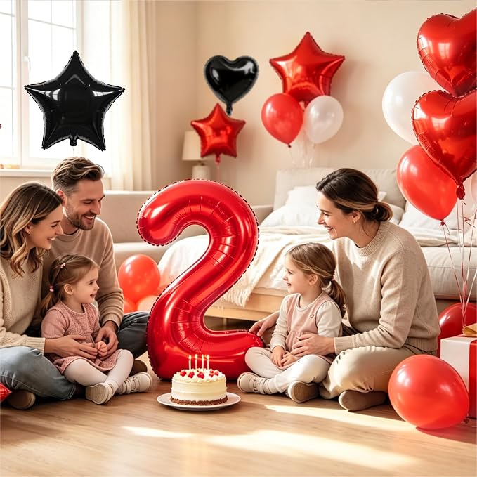 TONIFUL 3rd Birthday Balloons Kit 40 Inch Red Large Number 3 Foil Balloon | - Image 4
