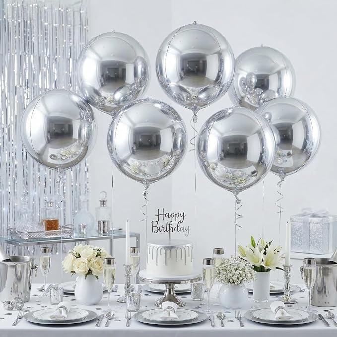 6pcs Silver Foil Balloons 22inch Round Balloons - Image 5