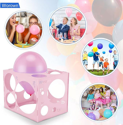 Worown 18 Holes Large Collapsible Pink Plastic Balloon Sizer Box, 1-12 Inch - Image 5