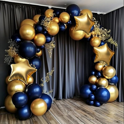 Royal Blue and Gold Balloon Garland Arch Kit by Unknown