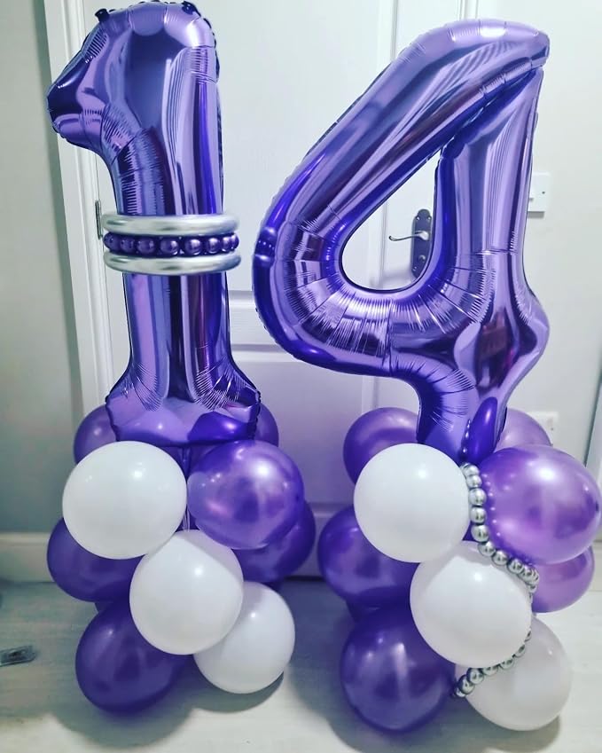 Number 28 Purple Balloons 40 Inch Giant Purple Foil 28 Helium Balloons - Image 6