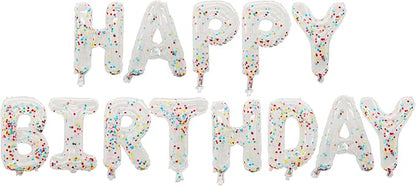 Happy Birthday Letter balloon banner, 16-inch Happy Birthday | clear sequined by Exquisitehighqualitypartydecorationstomeetyoureveryneed%EF%BC%81