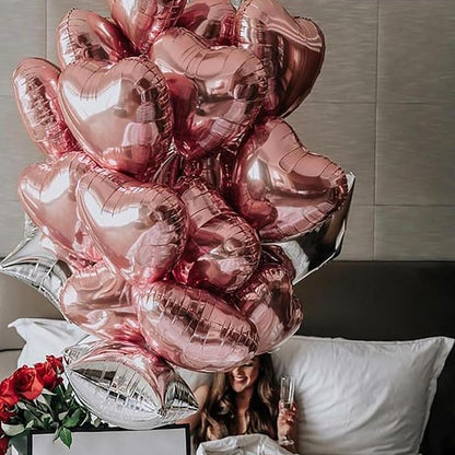 30 Pcs 18 Inch Rose Gold Heart Foil Mylar Helium Balloons - Image 4