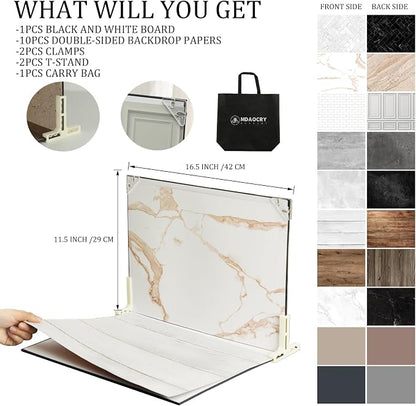 16 x 11.5 in Product Photography Backdrops, 10 Sheets, 20 Patterns | Compact - Image 6