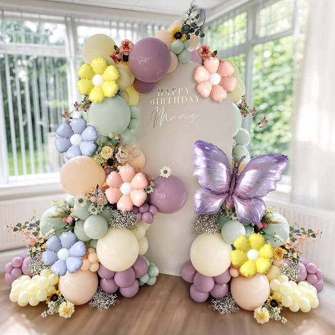 Spring Floral Butterfly Balloon Arch Kit, Butterfly Foil Balloons by DNBOD