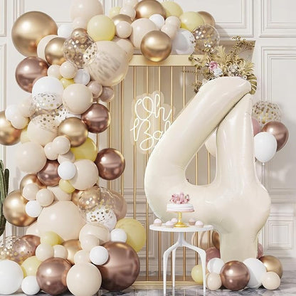Cream Number 4 Balloon 40 Inch Beige Nude Number 4 Balloon - Image 4