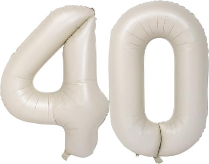40 In Cream white Number Balloons Helium Foil Mylar Balloon Digital 40 | by Exquisitehighqualitypartydecorationstomeetyoureveryneed%EF%BC%81