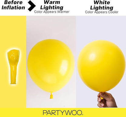 PartyWoo Yellow Balloons 120pcs Matte Yellow Color 18 12 10 5 Inch | 18 12 10 5 - Image 3
