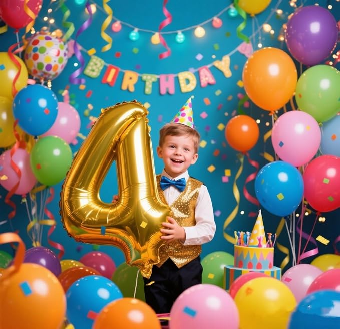 Number Balloons Gold 4 Balloon 40 inch - Image 3