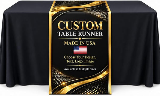 Custom Table Runners with logo by BCB Trade Show Display Printed in USA | 72 by BCB
