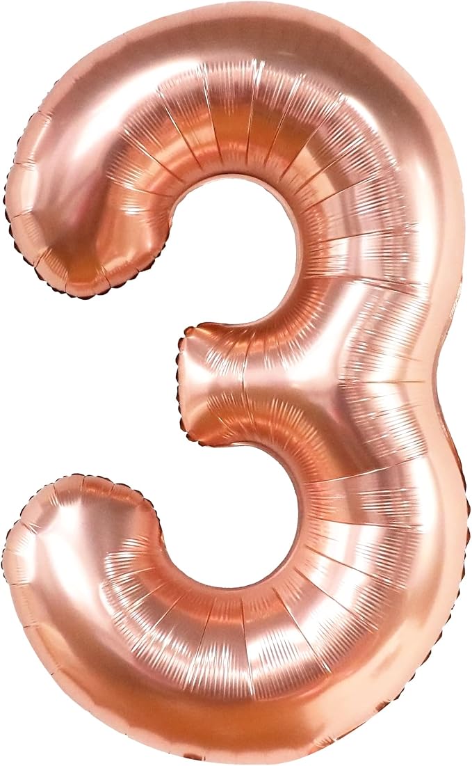 KatchOn Rose Gold Number 3 Balloon 40 Inch, Birthday Decorations - Image 9