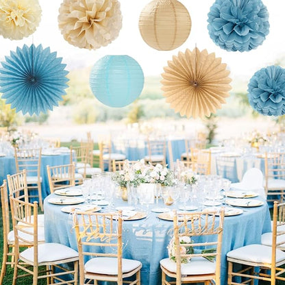 Light-Dusty Blue Beige-Champagne Bridal-Shower Party-Decorations - Image 6