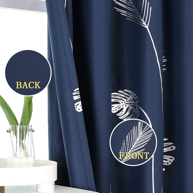 Navy Blue and Silver Blackout Curtains - Image 3