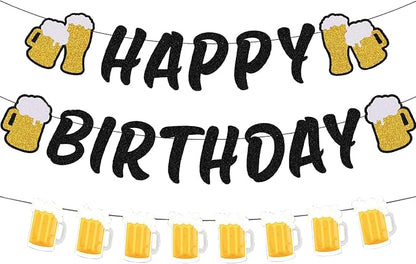 Beer Birthday Banner for Beer Party and Birthday Wedding Party Supplies by OSAMUHA