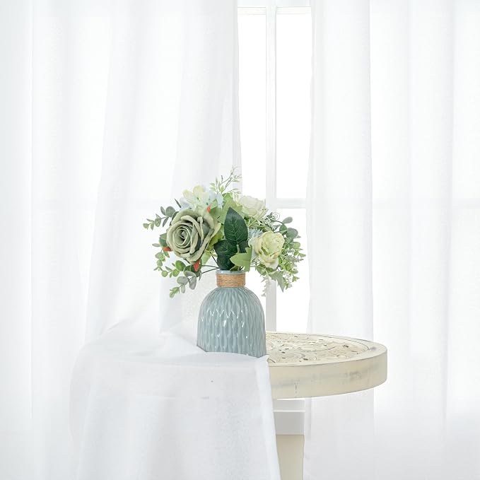 YoungsTex 45 Inch Length White Linen Curtains - Image 2