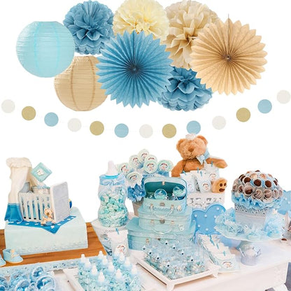 Light-Dusty Blue Beige-Champagne Baby-Shower Party-Decorations - Image 5