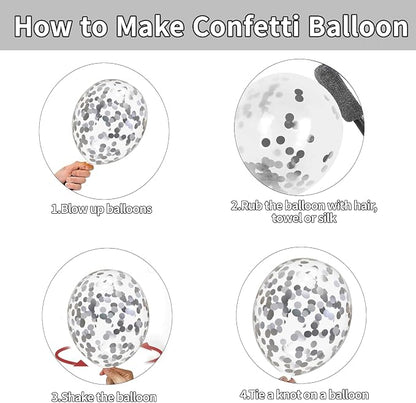 Zesliwy Black Silver White Balloons Set, Party Decor | Metallic Silver - Image 4