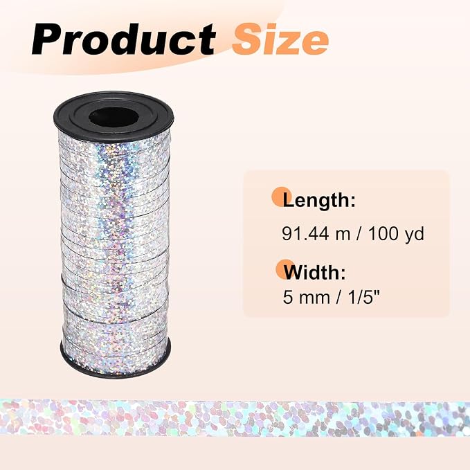 PATIKIL Glitter Curling Ribbon 100yds x 1/5" Plastic Balloon String Ribbon | - Image 2