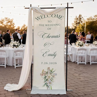 Mapileng Wedding Linen Wall Tapestry Welcome Banner, Personalized Couple Names by Mapileng%E2%84%A2