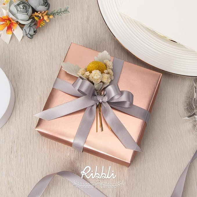 Ribbli Silver Satin Ribbon Double Faced Satin 1/2 inch x Continuous 50 - Image 2