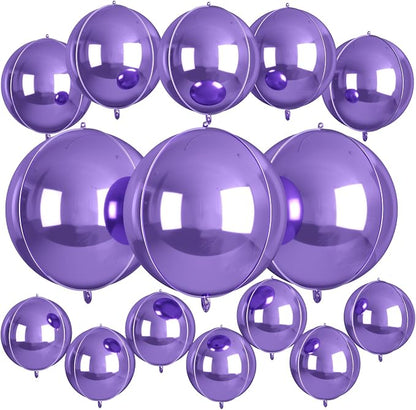 15 Pcs Light Purple Round Foil Balloons, 22/15/10 Inch 4D Ball Balloons Light by Sowide