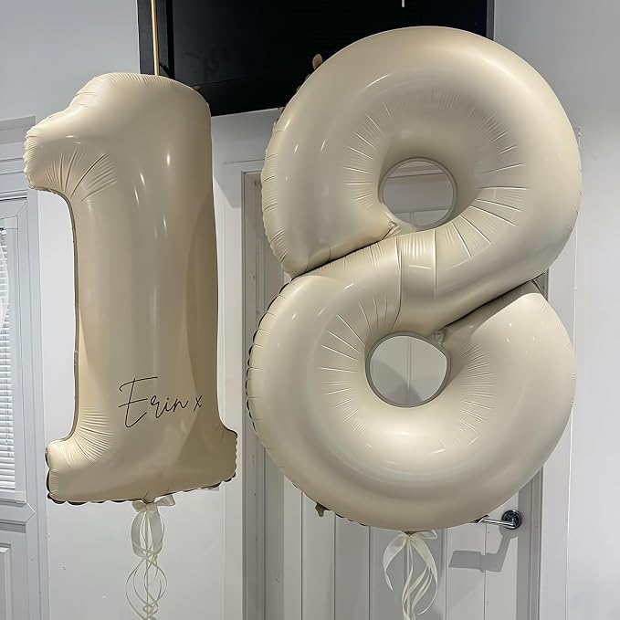 Cream Number 7 Balloons, 40 Inch 7 Balloons Giant Helium Foil Mylar Beige 7 - Image 7